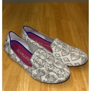 Rothy's Loafer Flat Gray White Python Print Knit Round Toe Animal Washable 8